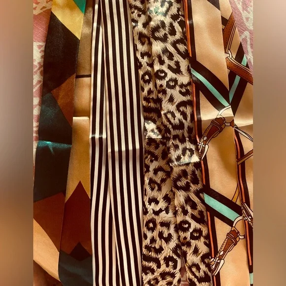 Bold, black & brown. Four silky twillys in bold, black & brown patterns. NWOT! - Picture 1 of 11